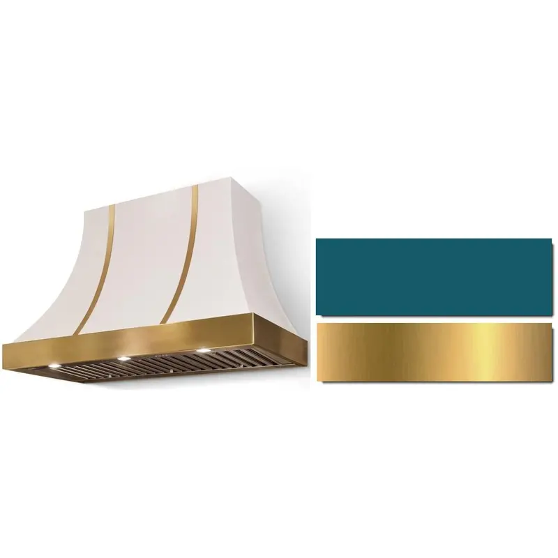 Aga Cascade Series 36" Wall-Mount Range Hood – Slate Gray Stainless & Brushed Brass (Ah3630Cacsalbb) 1