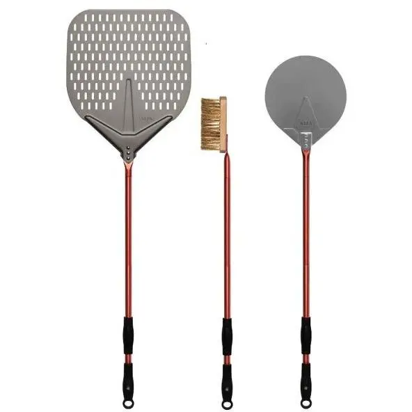 Alfa 36-Inch Red 3-Piece Pizza Peel Set 1
