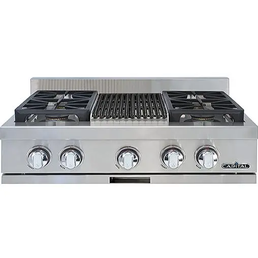 Capital 30-Inch Built-In Gas Rangetop – 4 Burners + Grill (Black) 1
