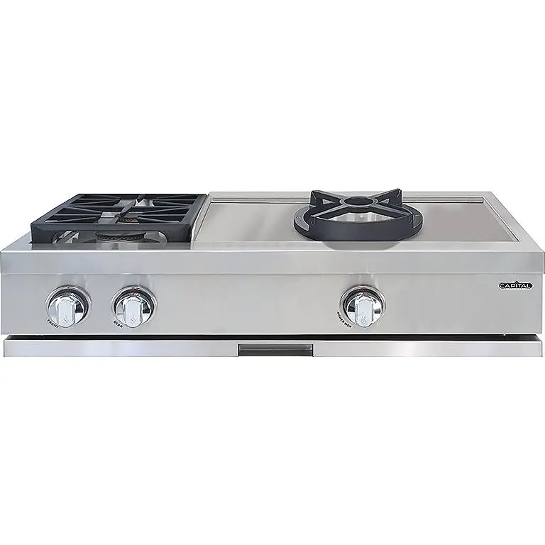 Capital 36-Inch Built-In Gas Rangetop — Dual Burners + Sealed Wok Grt362W 1
