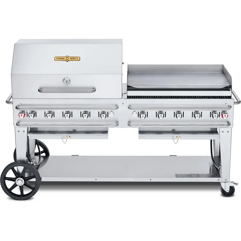 Crown Verity Cv-Rcb-72Rgp-Si50/100 – 72" Rental Grill With Dome & Pro Griddle (50/100 Lb Tank Compatible) 1