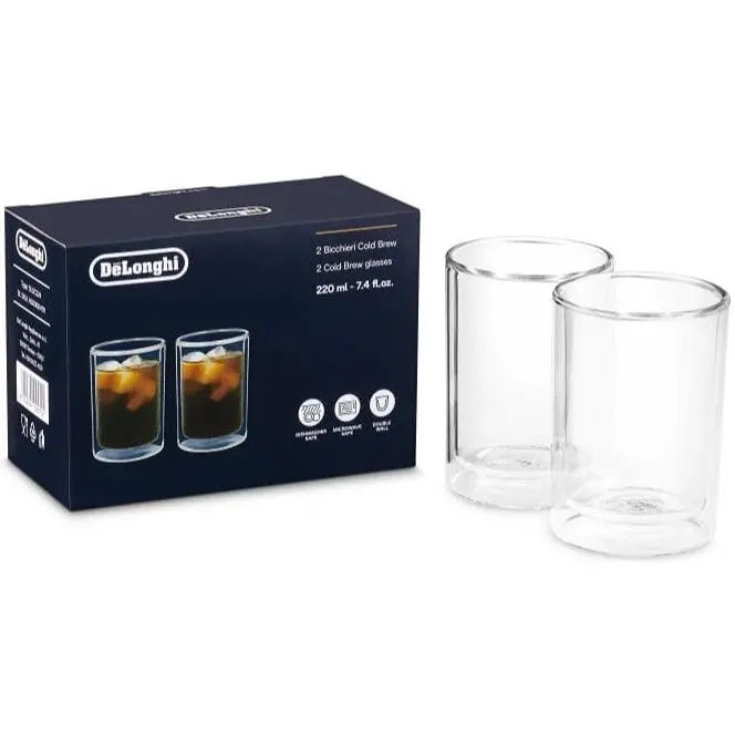 De'Longhi Double-Wall Cold Brew Glasses – Small (220 Ml / 7.4 Fl Oz), 2-Pack (Dlsc324) 1
