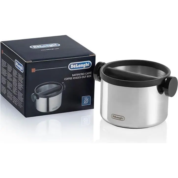 De'Longhi Large Espresso Knock Box – Heavy-Duty Wood & Steel Design (Dlsc062) 1
