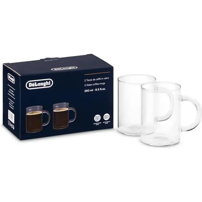 De'Longhi Tempered Glass Coffee Cups – 8.5 Oz, 2-Cup Set (Dlsc320) 1