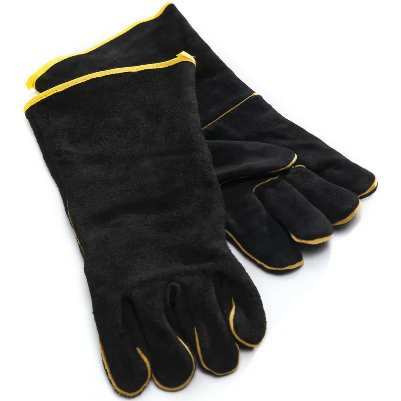 Grill Pro 00528 Heavy-Duty Black Leather Bbq Gloves – Heat-Resistant & Flexible Fit 1