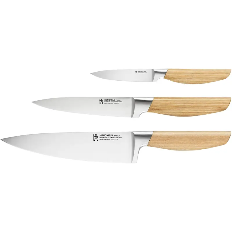 Henckels Pakka Wood 3-Piece Knife Set – Essential Chef, Paring & Serrated Knives (Model 1034083) 1