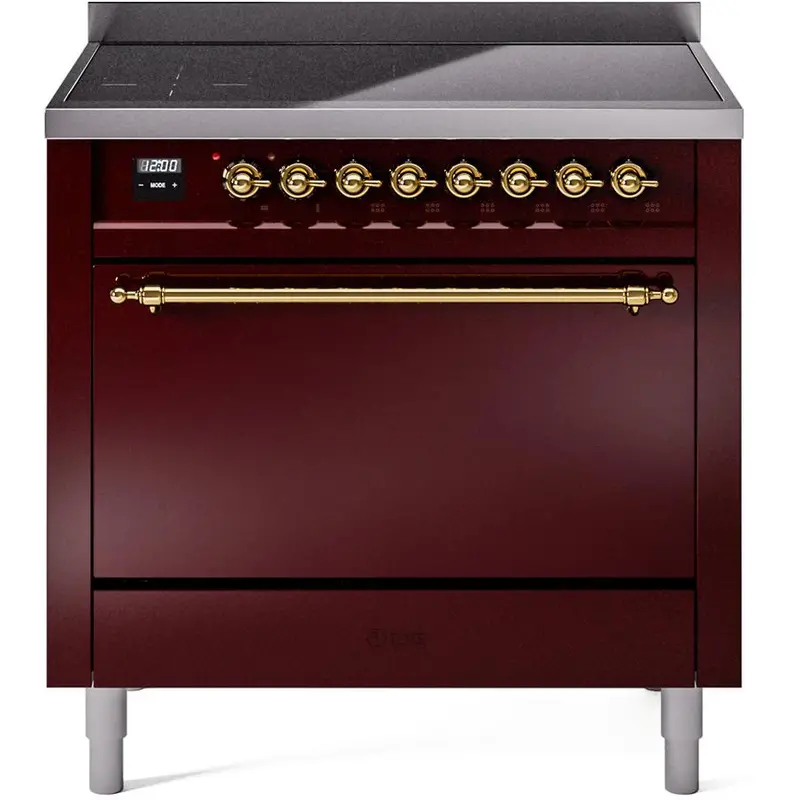 Ilve 36" Freestanding Induction Range – Burgundy Gloss (Upi366Qnmpbug) 1