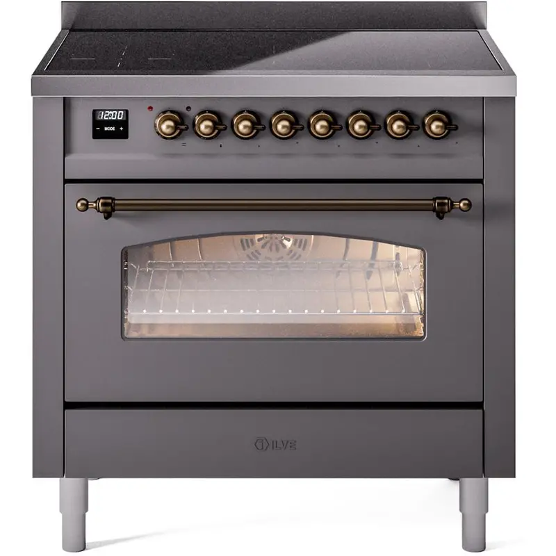 Ilve 36-Inch Freestanding Induction Range – Matte Gray With Bronze Handle (Model Upi366Nmpmgb) 1