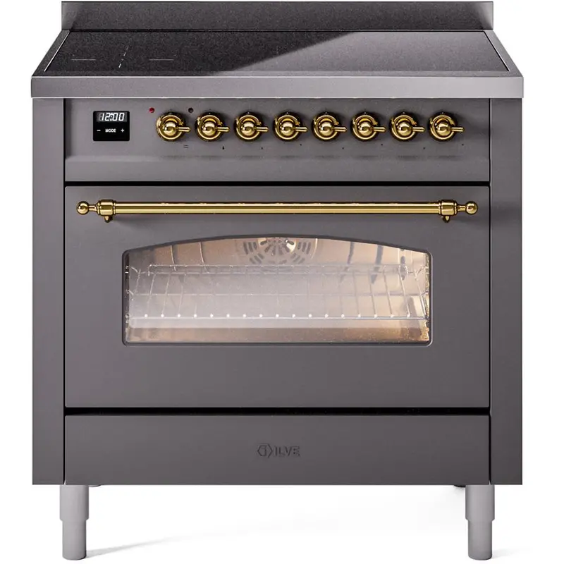 Ilve 36-Inch Freestanding Induction Range – Matte Gray With Gray Handle (Model Upi366Nmpmgg) 1