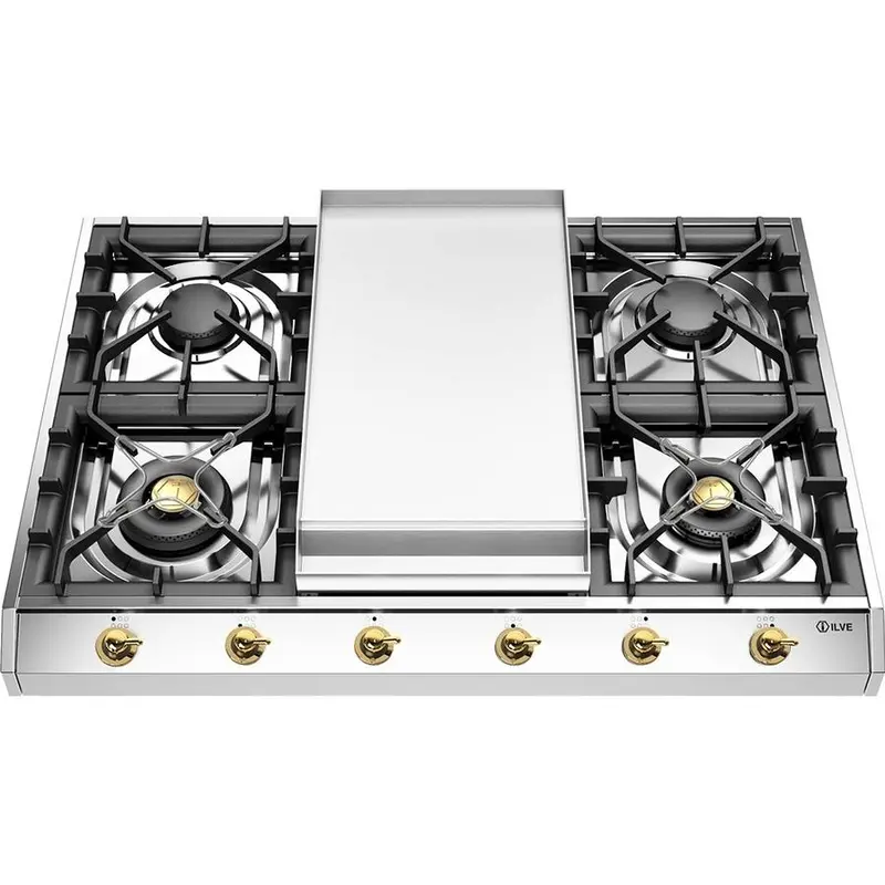 Ilve 36-Inch Matte Fingerprint-Proof Built-In Gas Cooktop With Griddle – Uhcp965Fnssg 1