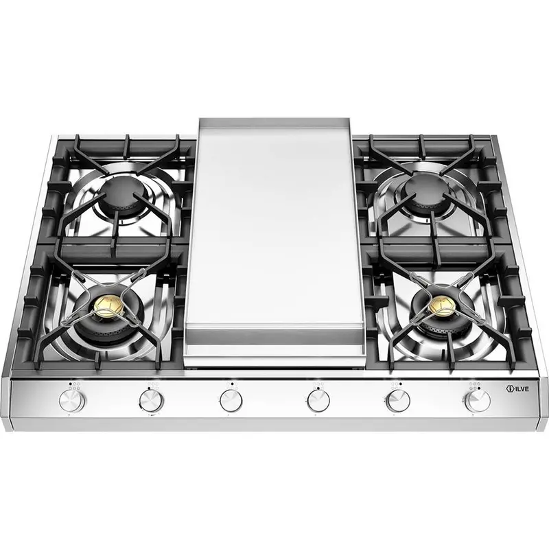 Ilve 36-Inch Matte Stainless Built-In Gas Cooktop With Griddle – Uhcp965Fsslp 1