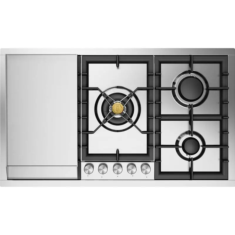 Ilve 36-Inch Stainless Steel Built-In Gas Cooktop With Integrated Griddle – Model Uhcpt95Fsslp 1