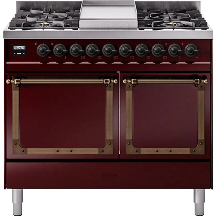 Ilve 40" Freestanding Dual Fuel Range – 6 Burners, Griddle, Seamless Solid Door Integration (Und40Fqnmpbub) 1
