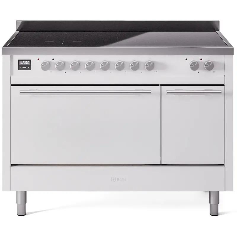 Ilve 48" Freestanding Induction Range – White Accented Stainless (Upi486Qmpwh) 1
