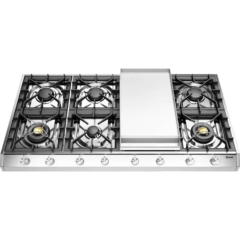Ilve 48-Inch Brushed Stainless Built-In Gas Cooktop With Griddle – Uhcp1265Fss 1