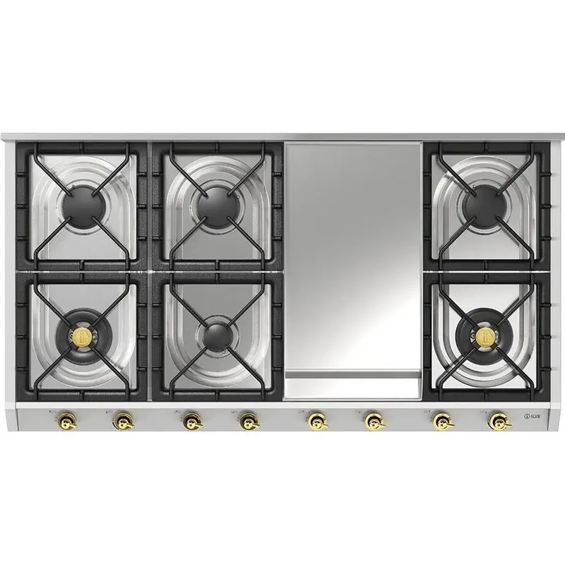 Ilve 48-Inch Fingerprint-Resistant Stainless Built-In Gas Cooktop With Griddle – Uhcp1265Fnssglp 1