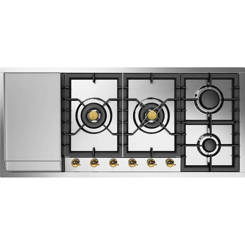 Ilve 48-Inch Matte Nickel Stainless Built-In Gas Cooktop With Griddle – Model Uhcpt125Fnssg 1