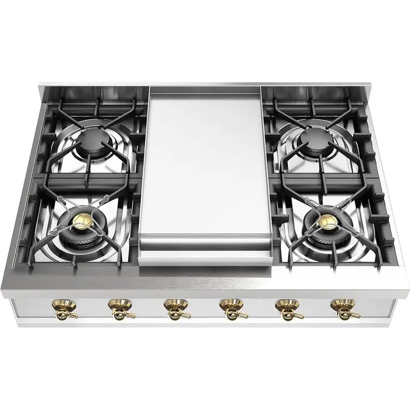 Ilve Uhcp36Fnssg 36-Inch Built-In Gas Rangetop — Flared Stainless Trim, 5-Burner Layout + Griddle 1