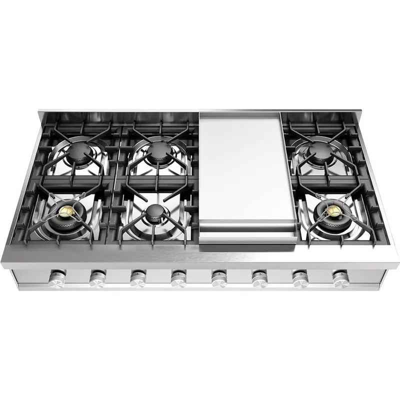 Ilve Uhcp48Fsslp 48-Inch Built-In Gas Rangetop With Integrated Griddle And Stainless Steel Frame 1