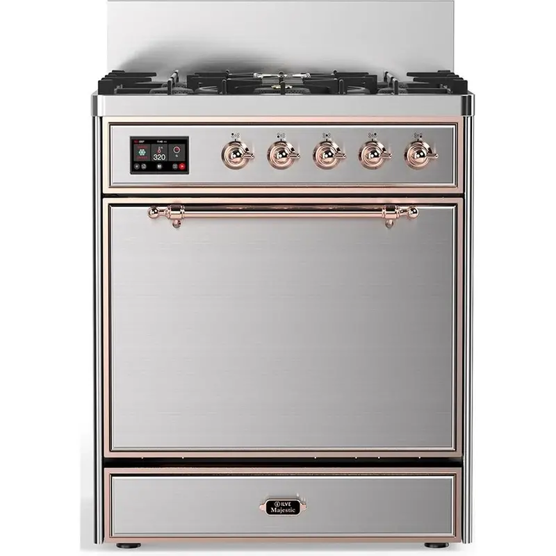 Ilve Um30Qnr3Ssplp 30-Inch Freestanding Dual-Fuel Range With Solid Door & 5 Burners 1