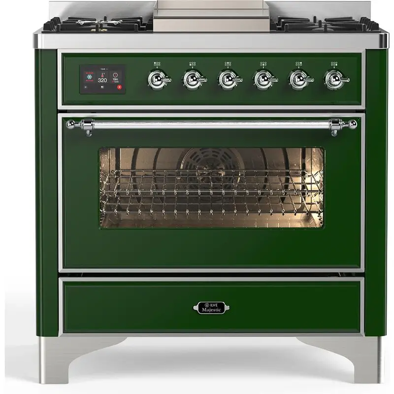 Ilve Um36Fnr3Egclp – 36" Freestanding Dual-Fuel Range With 6 Burners, Griddle, And Chrome Trim 1
