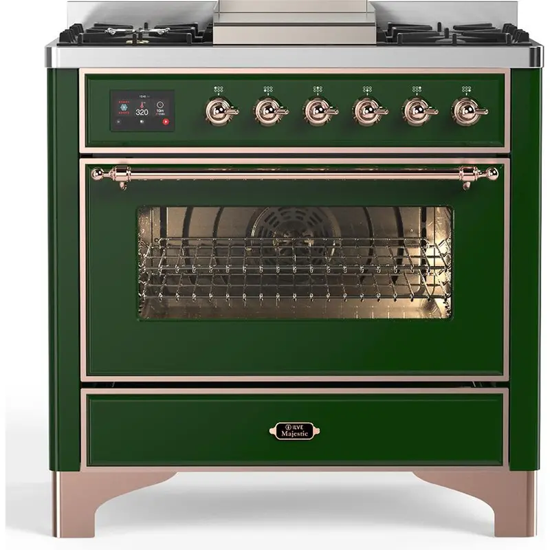 Ilve Um36Fnr3Egplp – 36" Freestanding Dual-Fuel Range With 6 Gas Burners & Electric Griddle 1