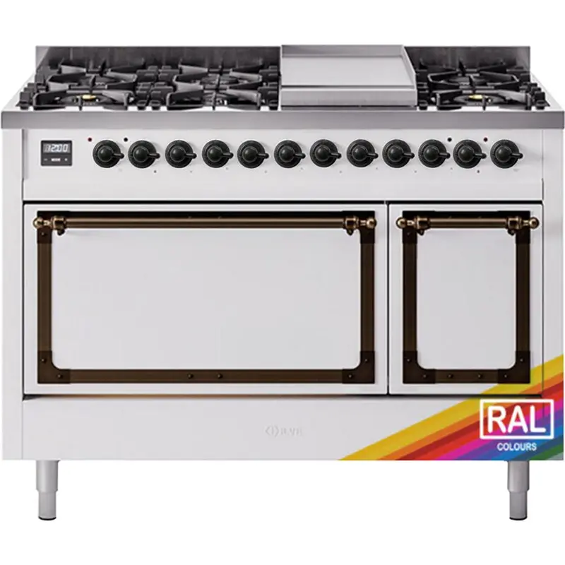 Ilve Un48Fqnmprablp 48" Dual Fuel Range – Freestanding, Griddle, Solid Door 1