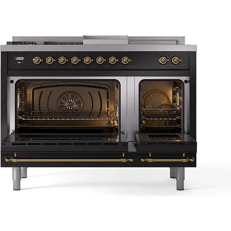 Ilve Un48Fsqnmpbkglp 48-Inch Freestanding Dual Fuel Range – Griddle, French Top, Solid Doors 2