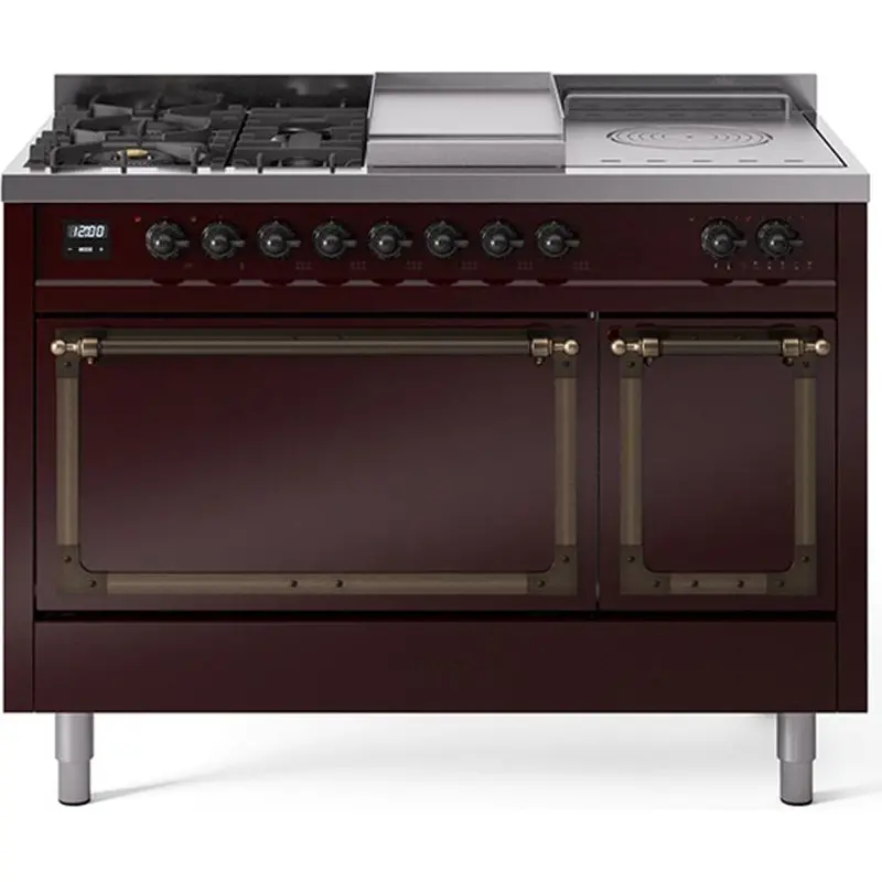 Ilve Un48Fsqnmpbub 48-Inch Freestanding Dual Fuel Range – Griddle, French Top, Solid Doors 1