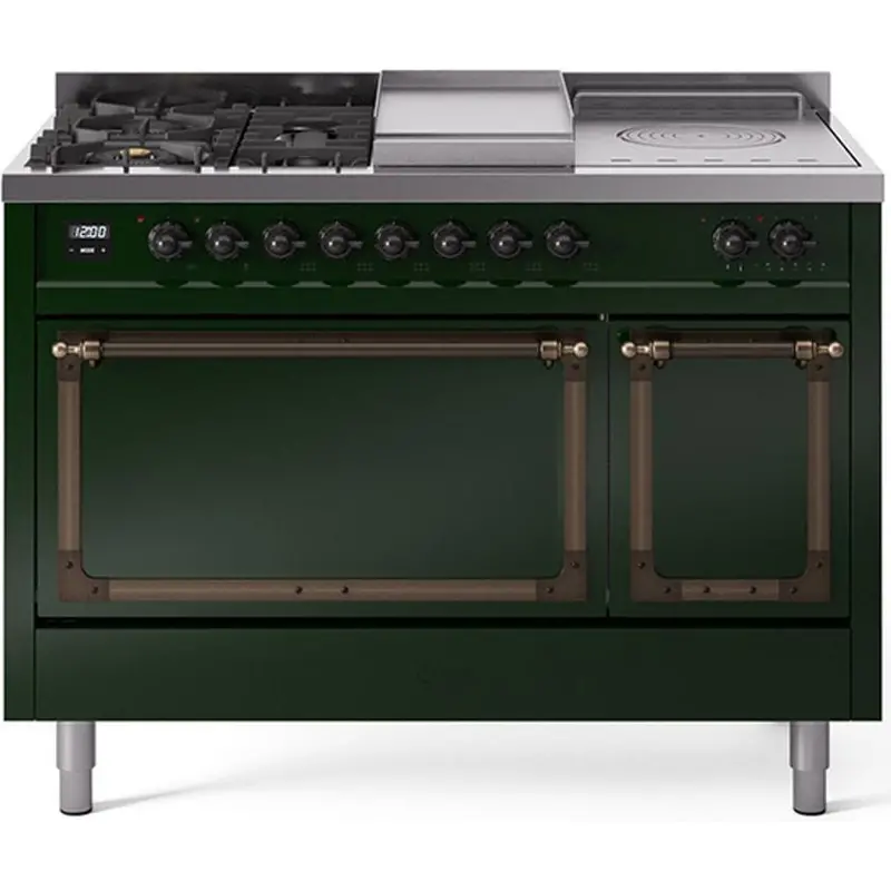 Ilve Un48Fsqnmpegblp 48-Inch Freestanding Dual Fuel Range – Griddle, French Top, Solid Doors 1
