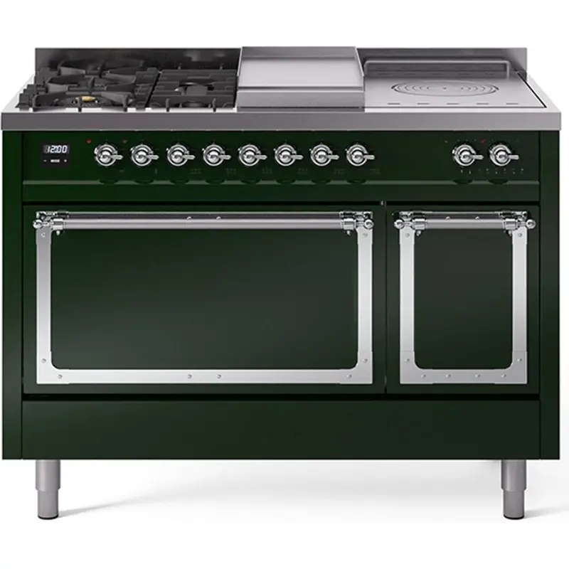 Ilve Un48Fsqnmpegclp 48-Inch Freestanding Dual Fuel Range – Griddle, French Top, Solid Doors 1
