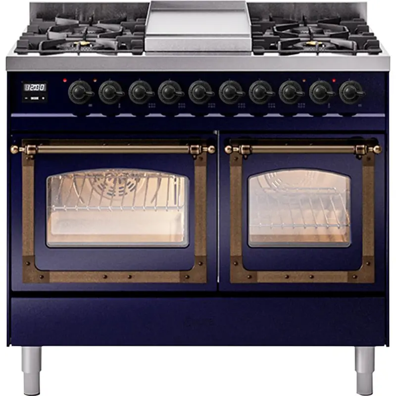 Ilve Und40Fnmpmbb 40" Dual Fuel Range – Freestanding, 6-Burner Gas Cooktop + Electric Oven (Brushed Black) 1