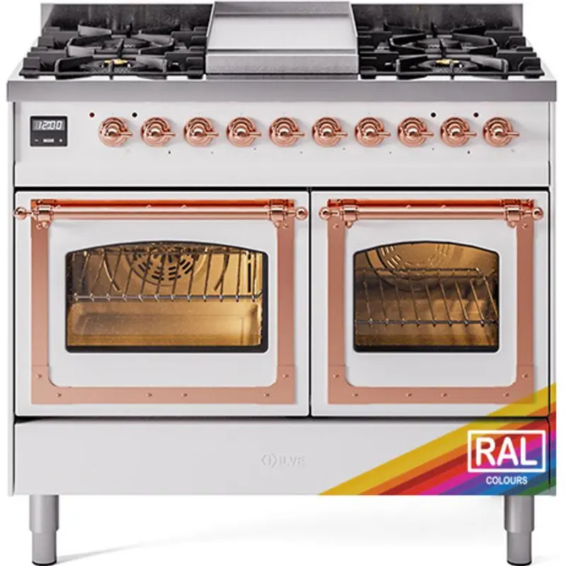 Ilve Und40Fnmprap 40" Dual Fuel Range – Freestanding, 6-Burner Gas Cooktop + Electric Oven (Rustic Bronze) 1