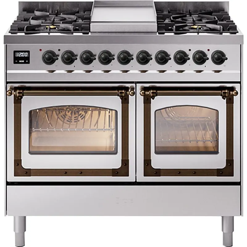 Ilve Und40Fnmpssb 40" Dual Fuel Range – Freestanding, 6-Burner Gas Cooktop + Electric Oven (Black Stainless) 1