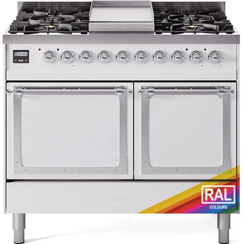 Ilve Und40Fqnmprac 40-Inch Freestanding Dual Fuel Range — Antique Cabinet Style With Professional Griddle 1