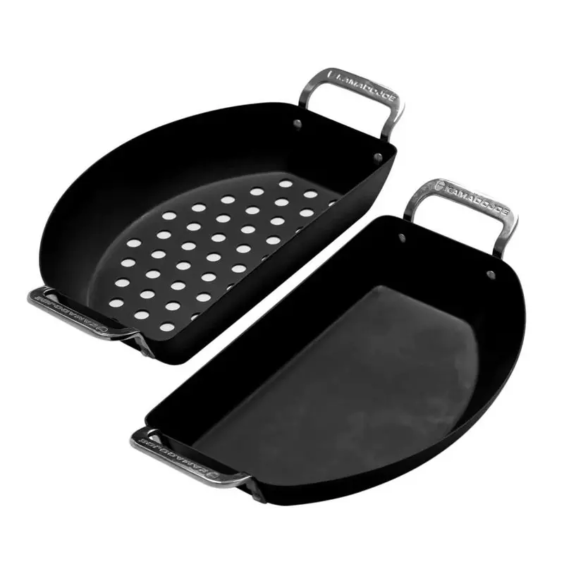 Kamado Joe Karbon Steel Half Moon Pan Set – Dual-Surface Cooking Kit (Kj15124822) 1