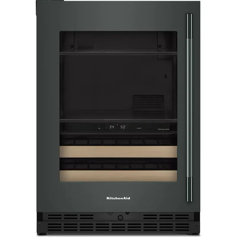 Kitchenaid 24-Inch Beverage Refrigerator – Glass Door, Wood-Front Shelving, Black Stainless (Kubl524Sjp) 1