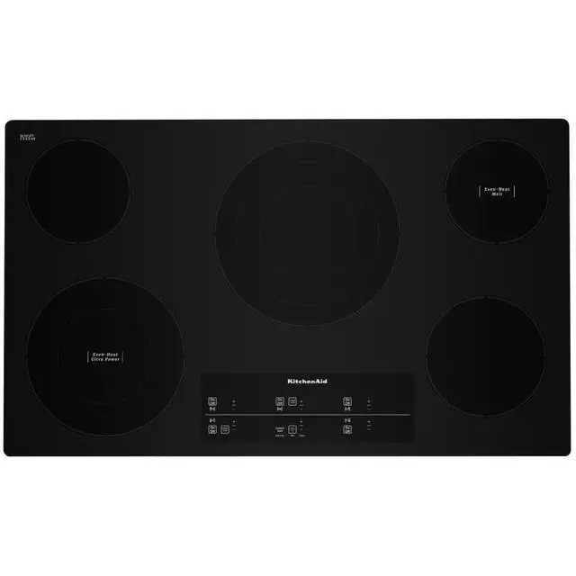 Kitchenaid 36-Inch Built-In Electric Cooktop – Even-Heat Technology, Black Glass Surface 1