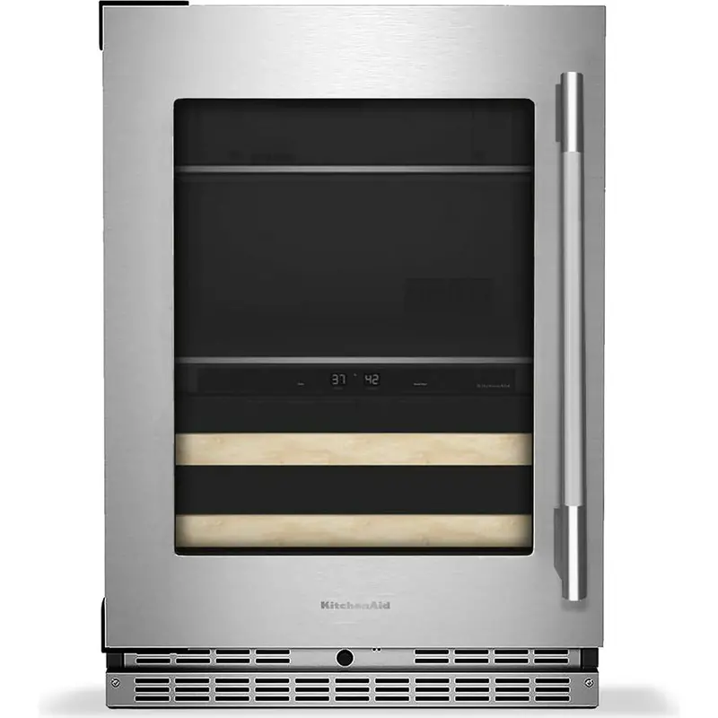 Kitchenaid 4.8 Cu. Ft. Undercounter Beverage Center – Glass Door With Wood-Front Racks (Kubl524Sps) 1