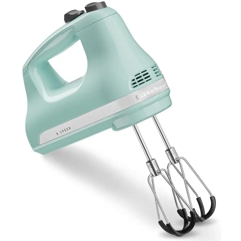 Kitchenaid 6-Speed Hand Mixer With Flex Edge Beaters – Ice Blue Model Khm6118Ic 1
