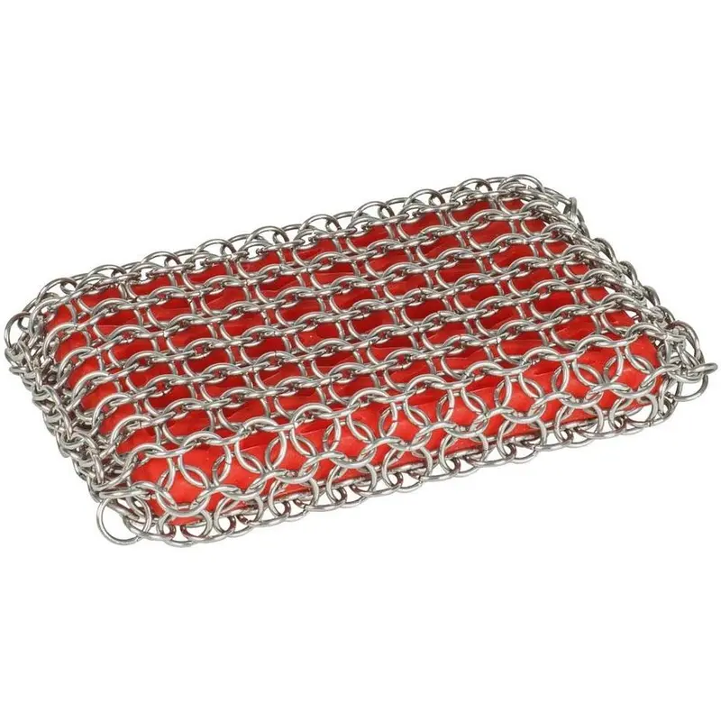 Lodge Red Chainmail Scrubber For Cast Iron Cookware 1