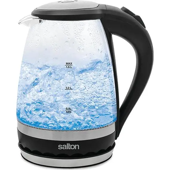 Salton Compact Cordless Glass Kettle – Sleek Design, 1.7L Capacity 1