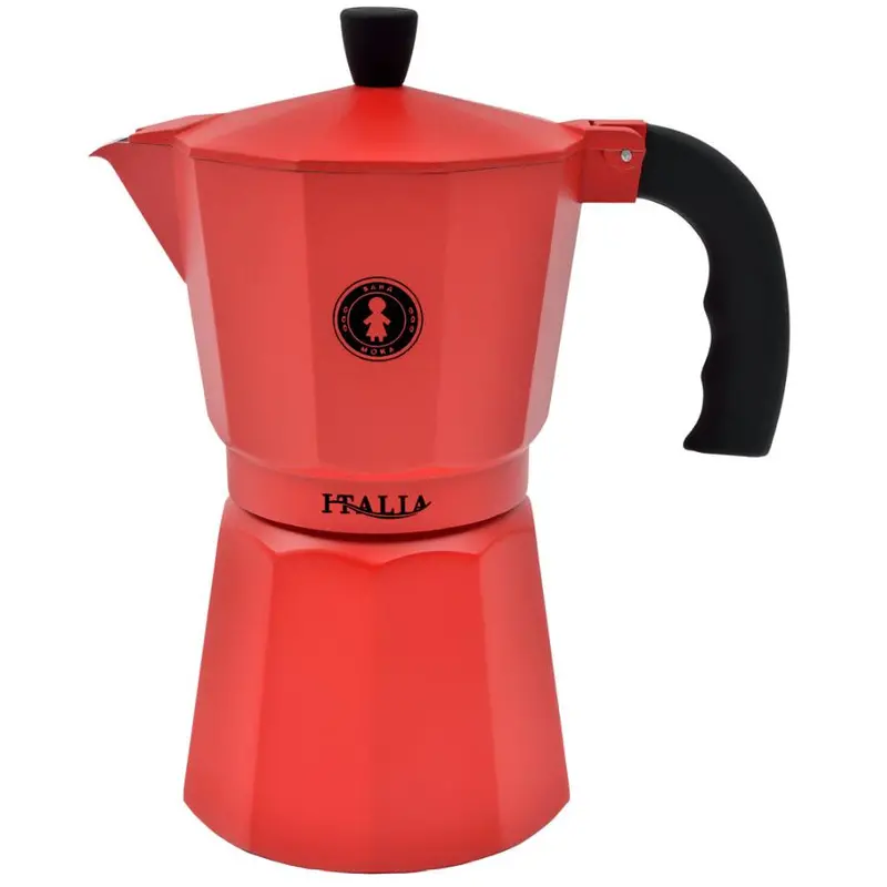 Sara Moka 6-Cup Stovetop Espresso Maker – Classic Italian Red Finish 1