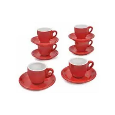 Sara Moka Rosso Cappuccino Cup Set – 6-Piece Red-Tone Ceramic Collection 1