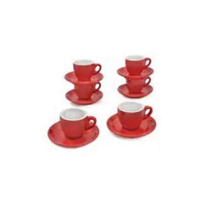 Sara Moka Rosso Espresso Cup Set – 6-Piece Vibrant Red Ceramic Set 1