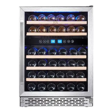Tcl W522F 24-Inch Freestanding Dual-Zone Wine Chiller – 46-Bottle Capacity 1