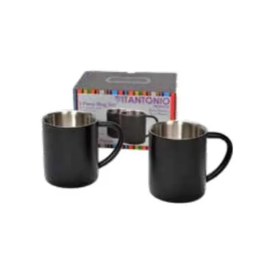 Vitantonio 2-Piece Matte Black Powder-Coated Ceramic Mug Set – Model 48178Stblk 1
